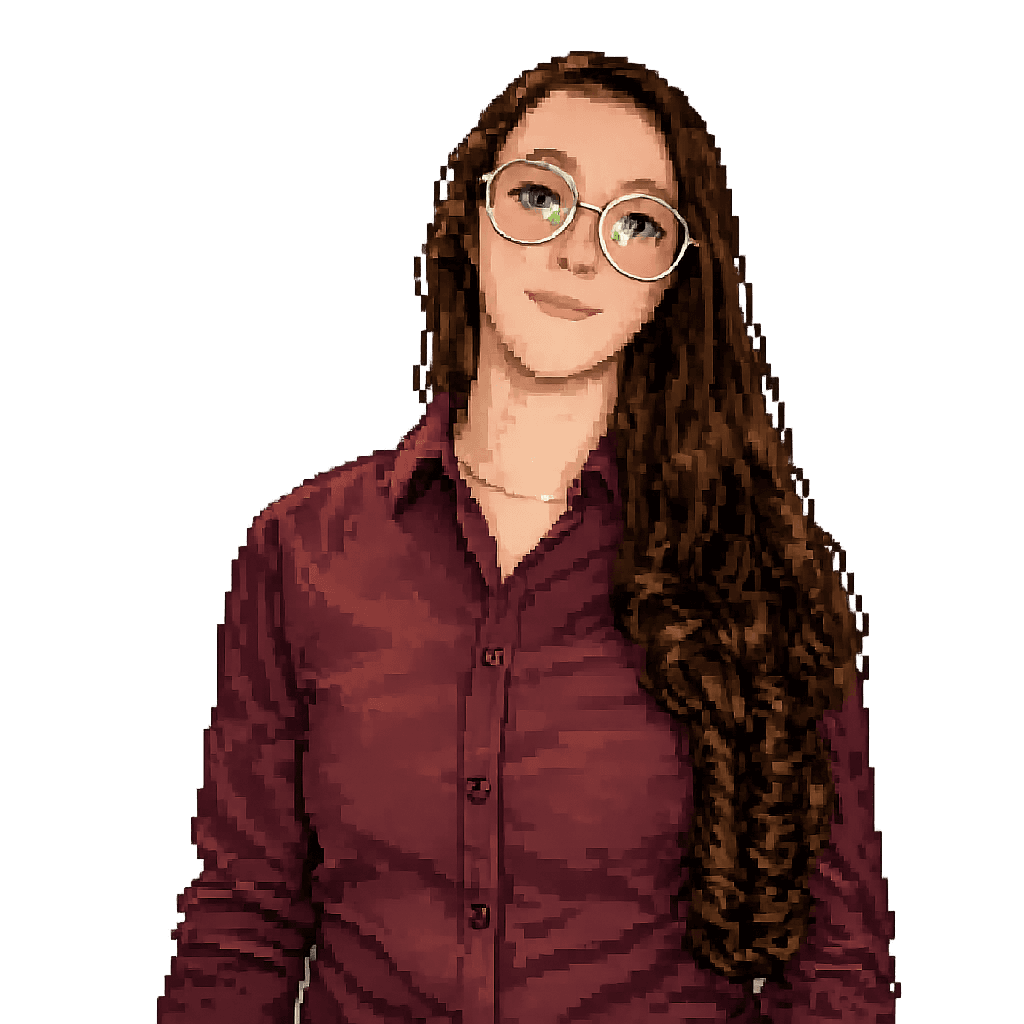 Retrato em pixel art de Mariana Velarov
